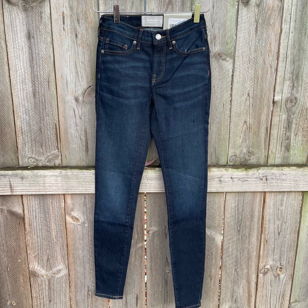 Everlane Denim Jeans The Mid-Rise Skinny High Stretch Deep Blue Size 23 Tall NWT